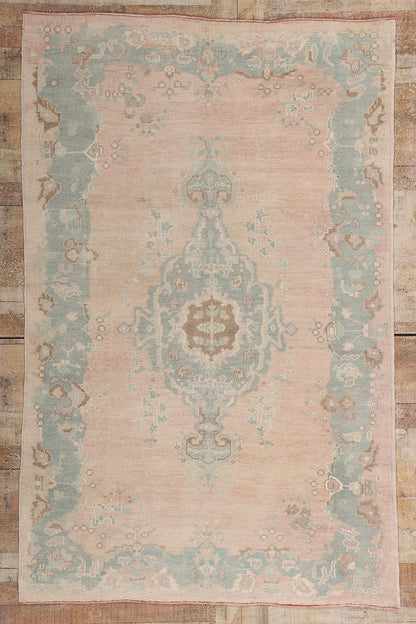 5 x 8 Vintage Pink Turkish Oushak Rug 53996