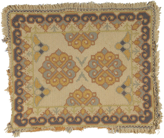 2 x 2 Antique Portuguese Needlepoint Arraiolos Rug 73318
