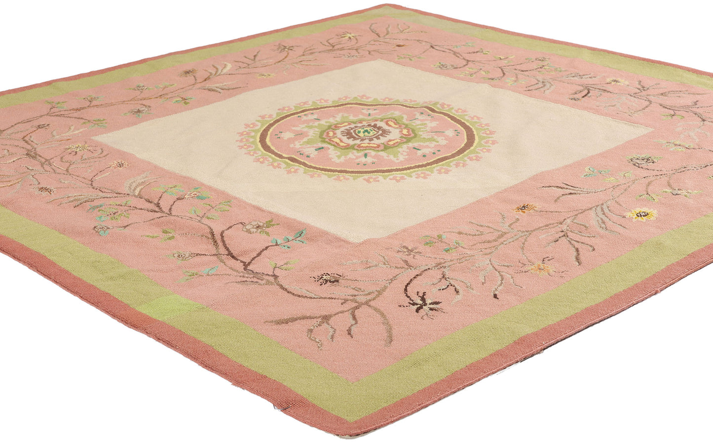 5 x 5 Vintage Portuguese Needlepoint Arraiolos Rug 78976