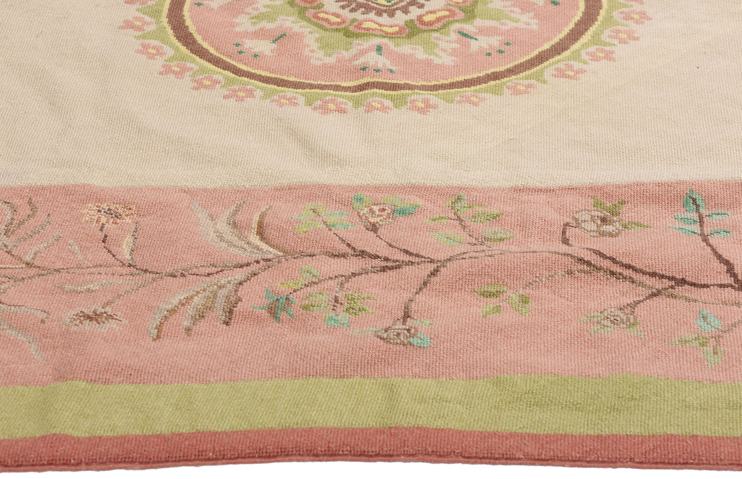 5 x 5 Vintage Portuguese Needlepoint Arraiolos Rug 78976