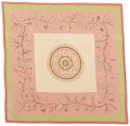 5 x 5 Vintage Portuguese Needlepoint Arraiolos Rug 78976