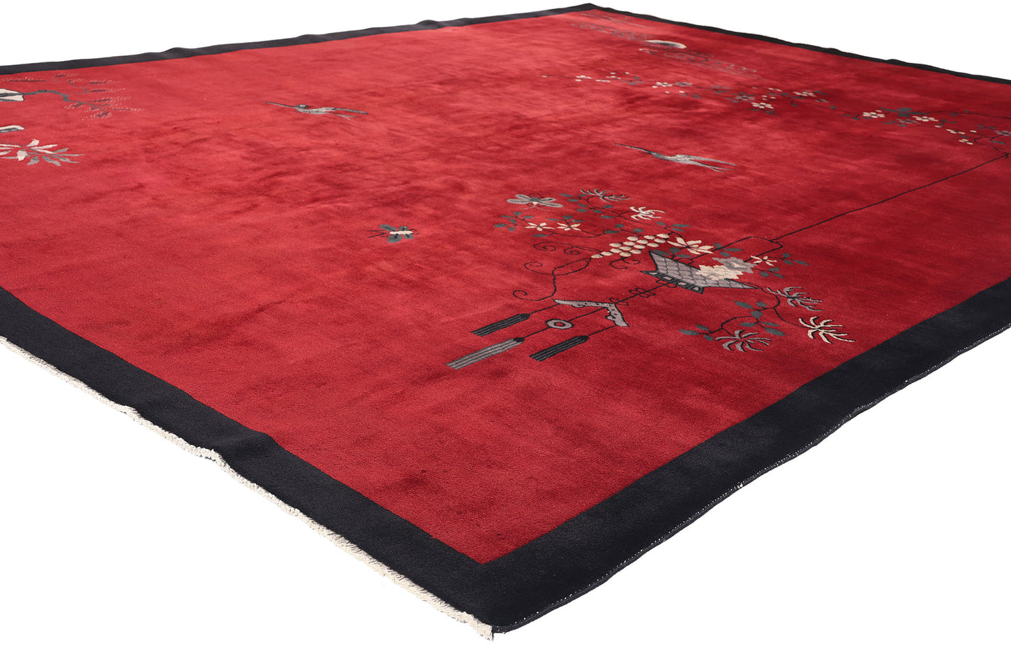 9 x 11 Antique Red Chinese Art Deco Rug 79213