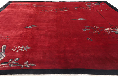 9 x 11 Antique Red Chinese Art Deco Rug 79213