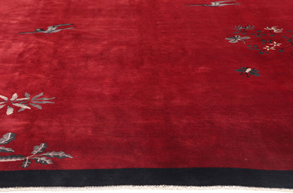 9 x 11 Antique Red Chinese Art Deco Rug 79213