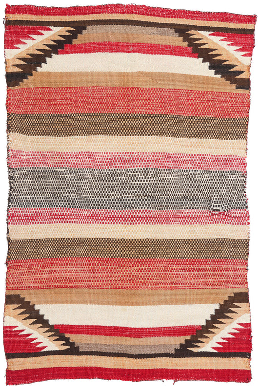 3 x 5 Antique Red Mesa Transitional Banded Navajo Rug 79106