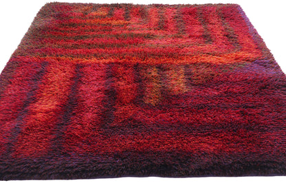 4 x 6 Ritva Puotila Vintage Finnish Rya Ryijy Rug 79098