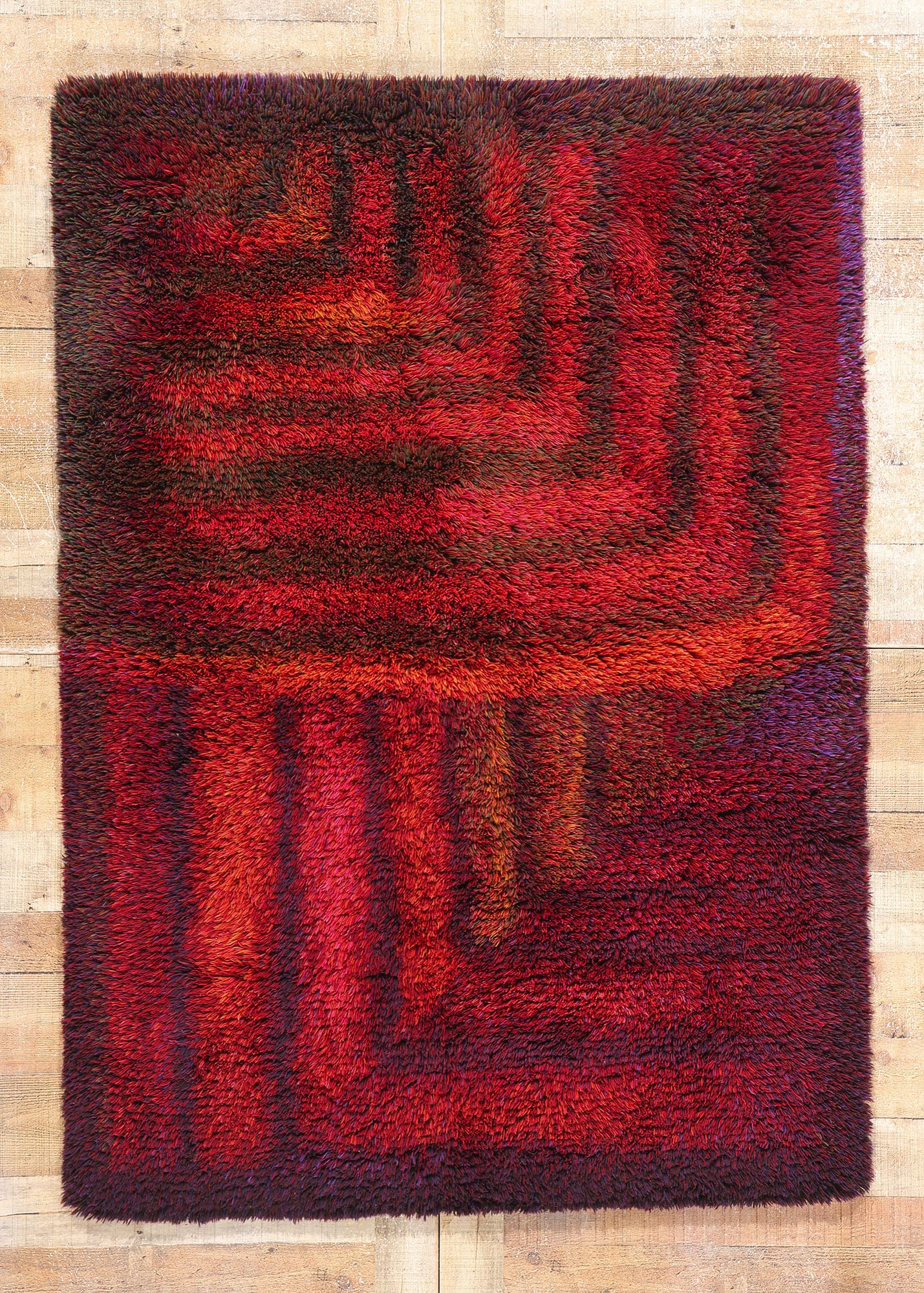 4 x 6 Ritva Puotila Vintage Finnish Rya Ryijy Rug 79098