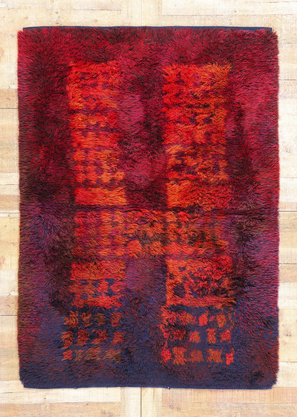 4 x 6 Ritva Puotila Vintage Finnish Rya Ryijy Rug 79099