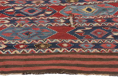 3 x 4 Antique-Worn Caucasian Shirvan Kilim Rug 78996