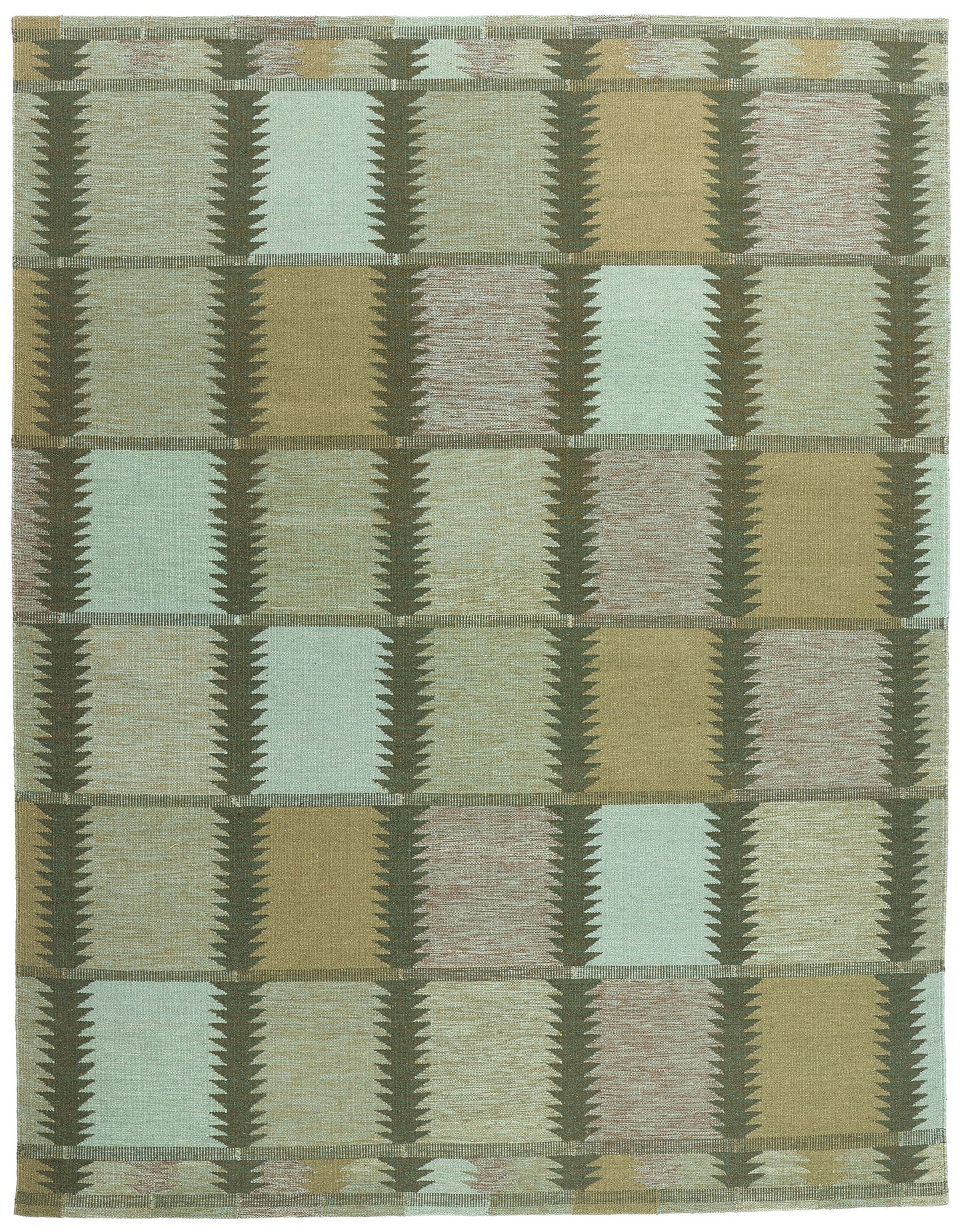 9 x 12 Scandinavian Modern Green Swedish Inspired Kilim Rug 31120