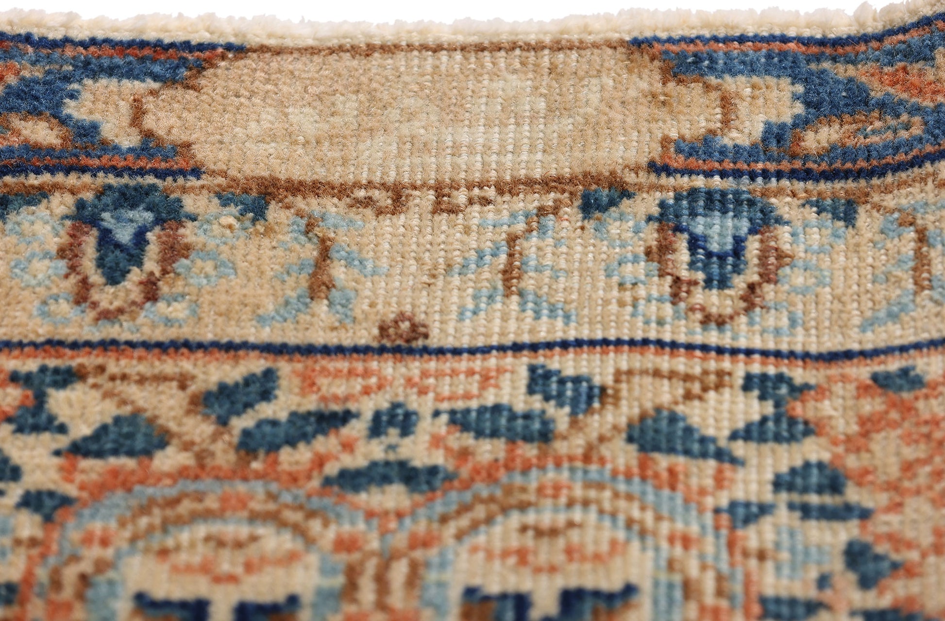 8 x 11 Distressed Beige Antique Persian Kashan Rug 61525