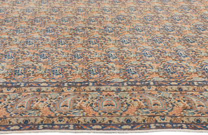 8 x 11 Distressed Beige Antique Persian Kashan Rug 61525