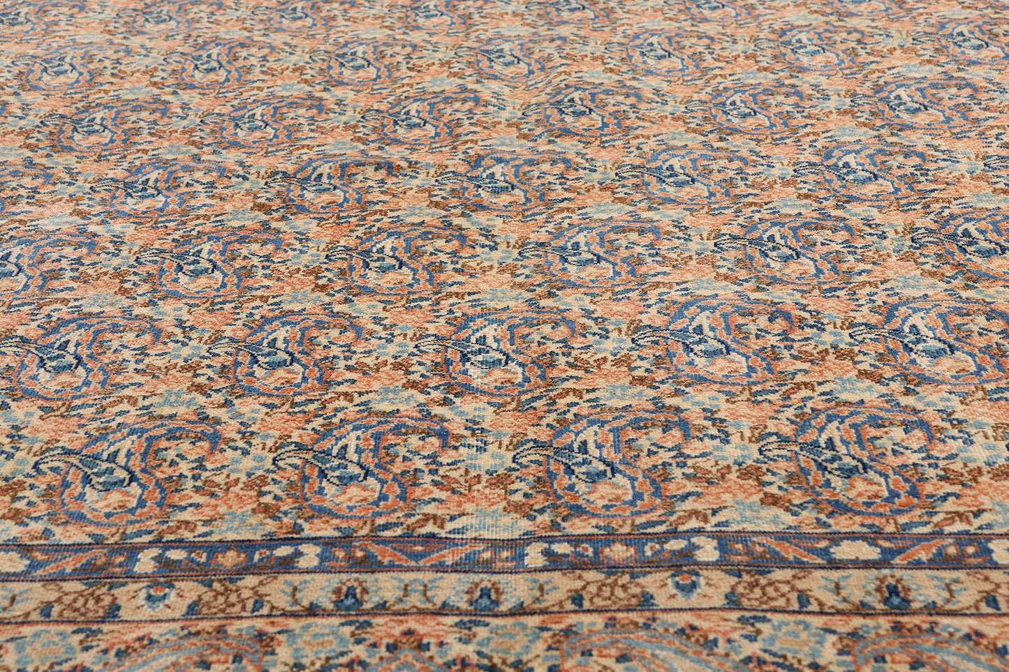 8 x 11 Distressed Beige Antique Persian Kashan Rug 61525