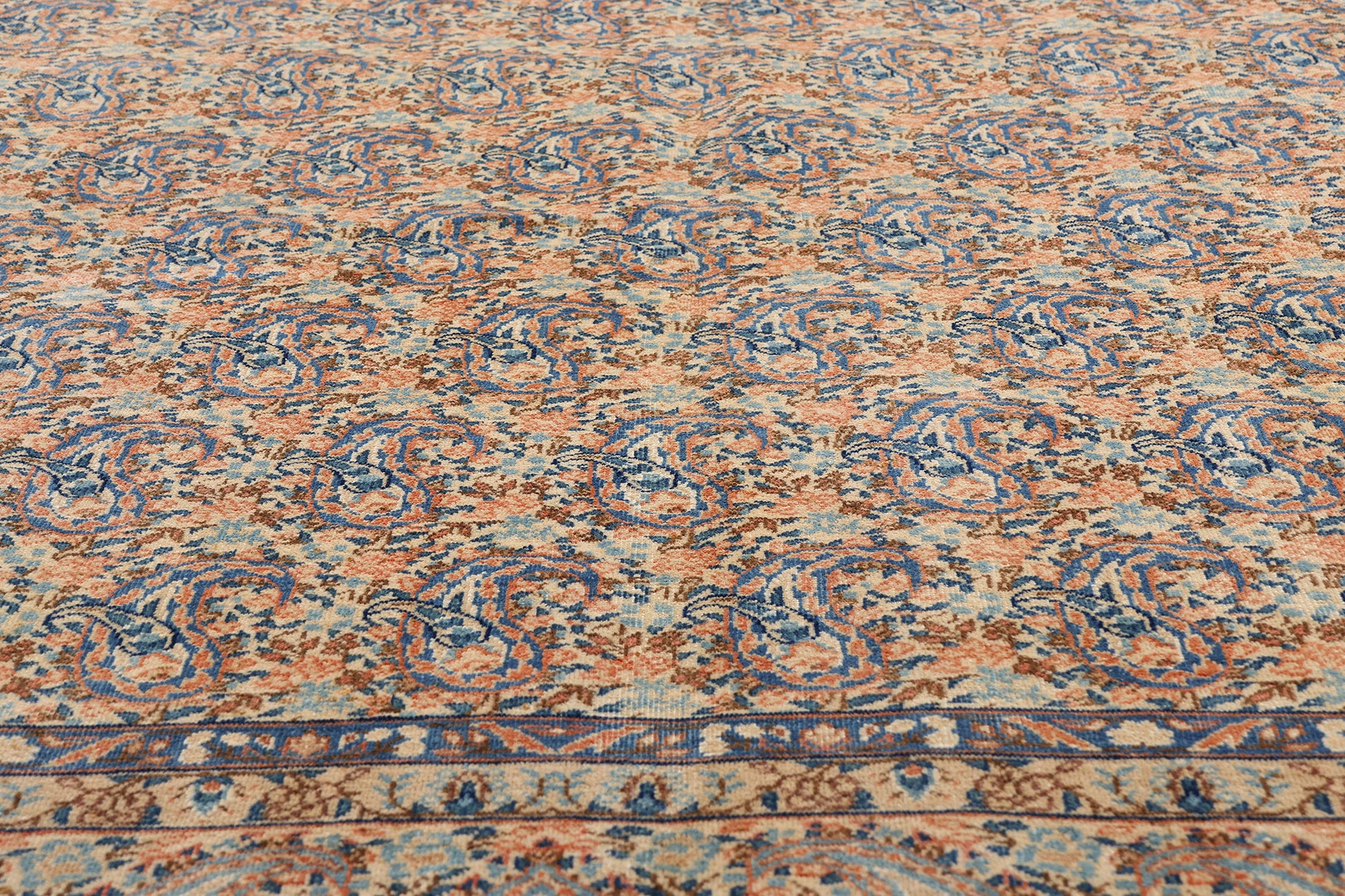 8 x 11 Distressed Beige Antique Persian Kashan Rug 61525