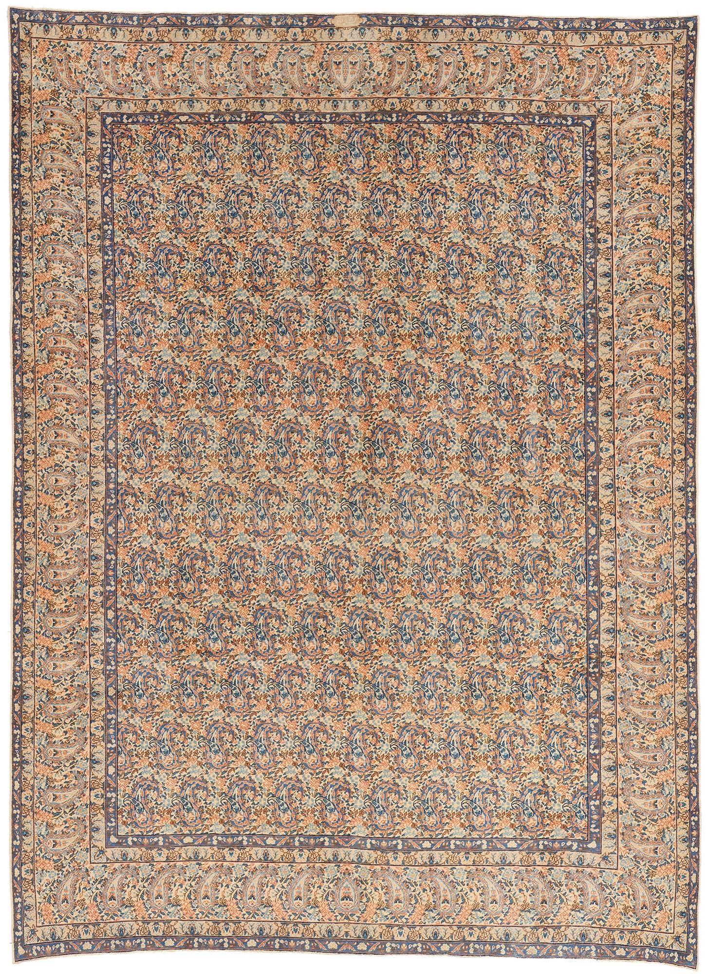 8 x 11 Distressed Beige Antique Persian Kashan Rug 61525