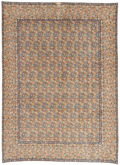 8 x 11 Distressed Beige Antique Persian Kashan Rug 61525