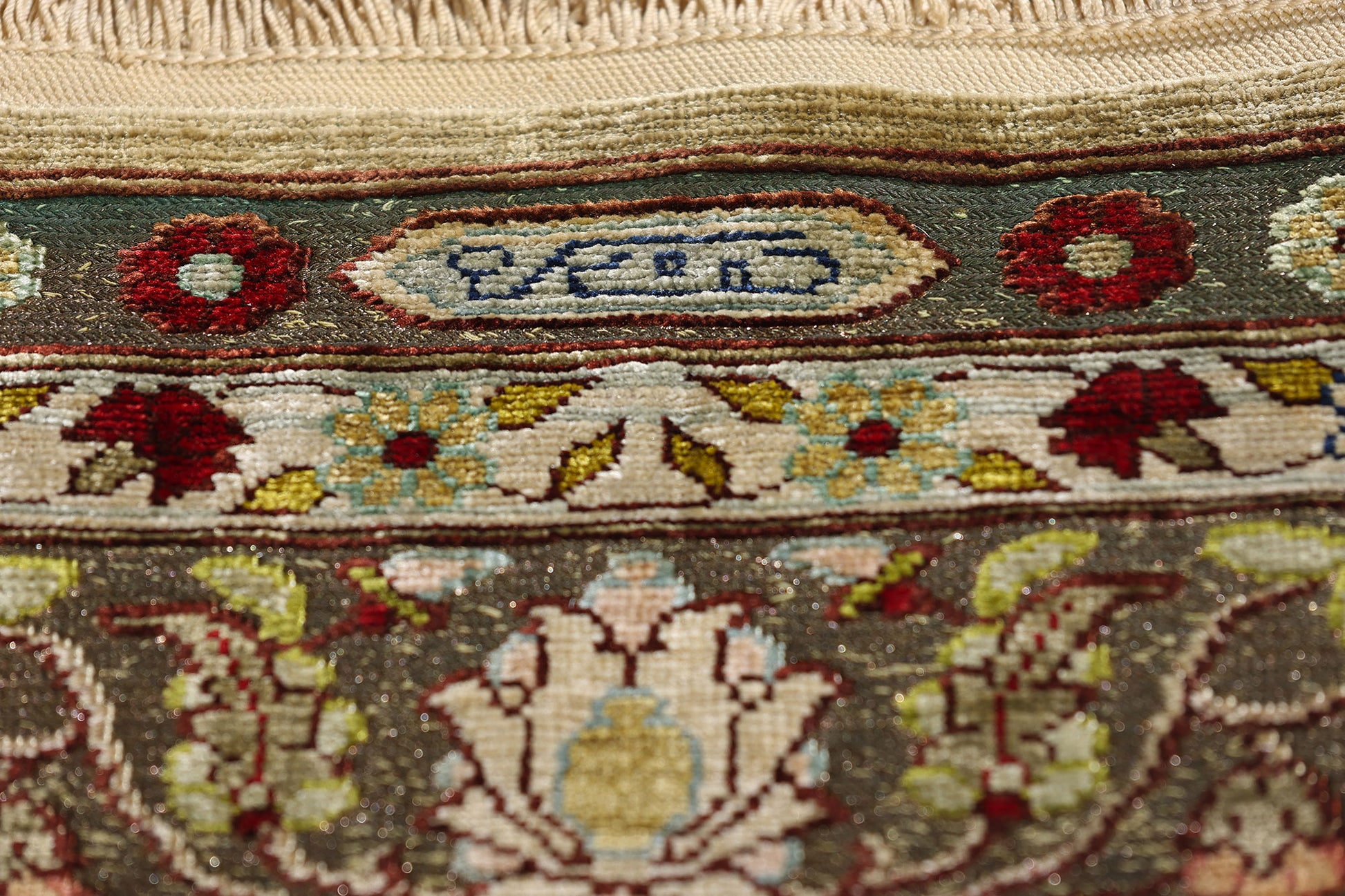 2 x 3 Earth-Tone Vintage Turkish Silk Hereke Rug 79321