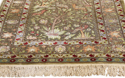 2 x 3 Earth-Tone Vintage Turkish Silk Hereke Rug 79321