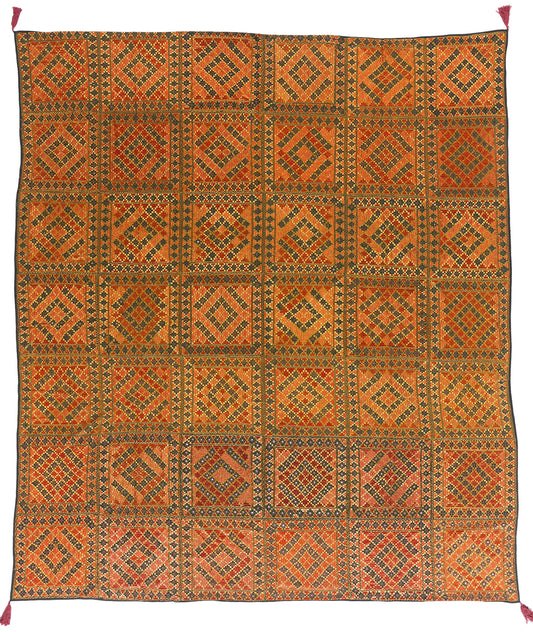 8 x 9 Antique Silk Shishedar Phulkari Textile 79206
