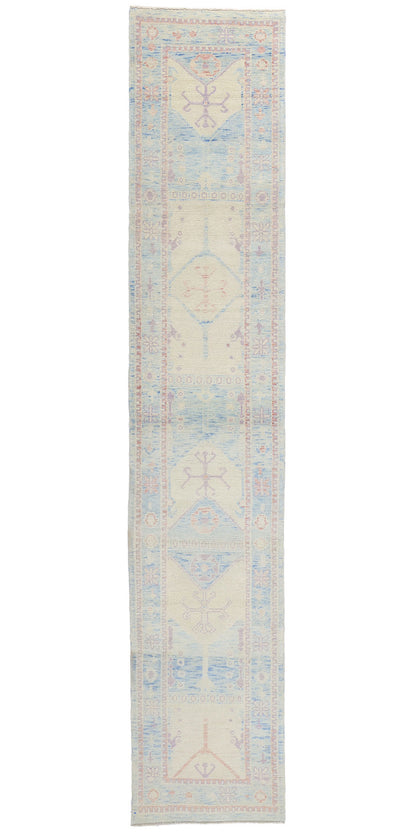 3 x 15 Modern Sky Blue Turkish Oushak Rug 53969