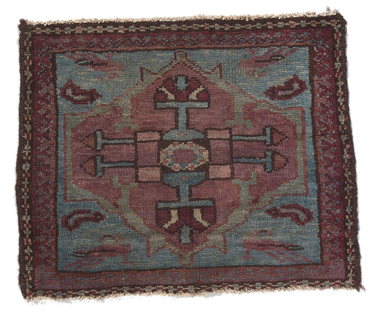 1 x 1 - Blue Antique Persian Malayer Rug - 61257