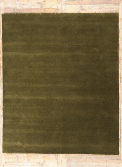 8 x 10 Solid Olive Green Modern Rug 31160