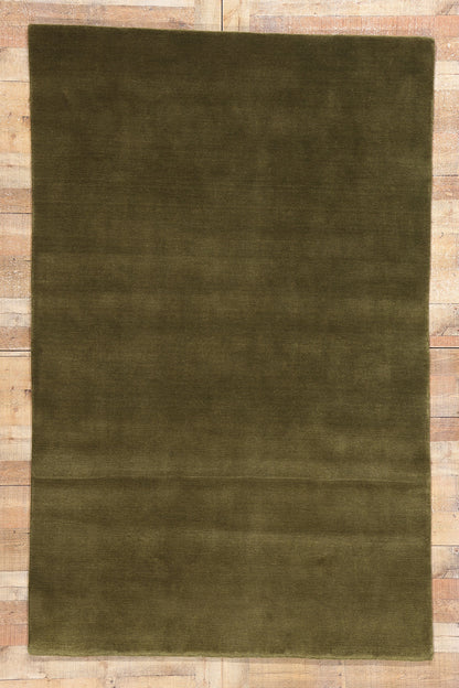 5 x 8 Solid Olive Green Modern Rug 31169
