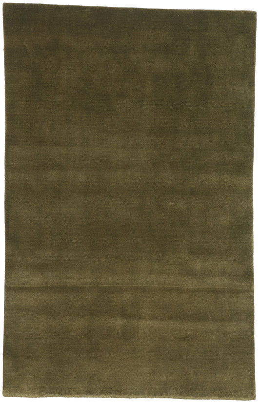 5 x 8 Solid Olive Green Modern Rug 31169
