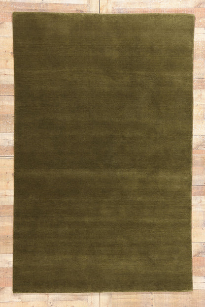 5 x 8 Solid Olive Green Modern Rug 31170