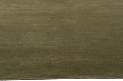 6 x 9 Solid Olive Green Modern Rug 31163