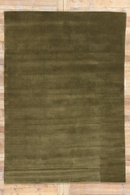 6 x 9 Solid Olive Green Modern Rug 31163