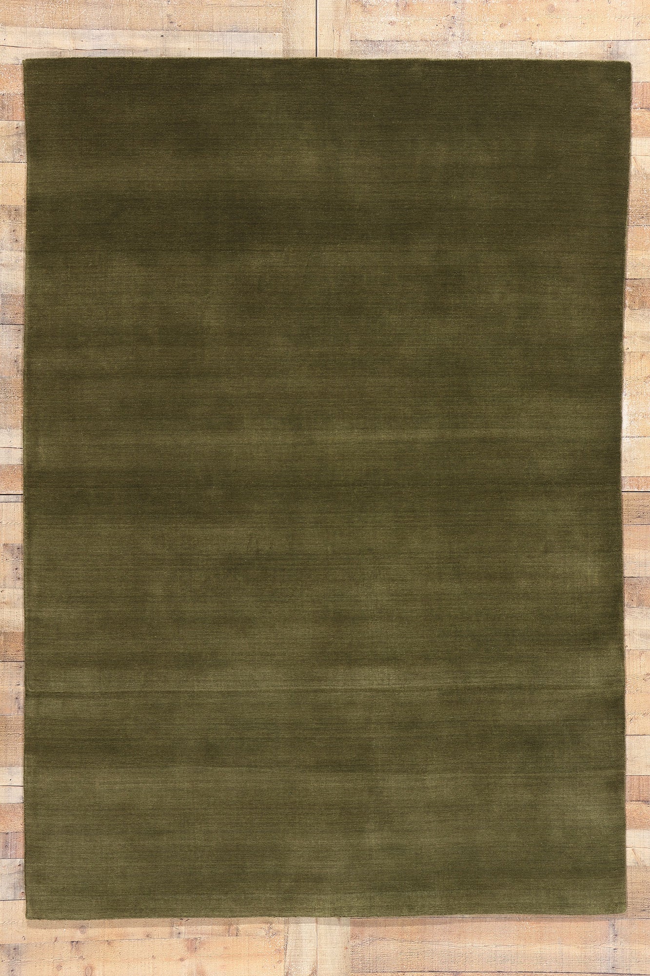 6 x 9 Solid Olive Green Modern Rug 31165
