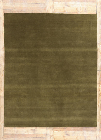 8 x 10 Solid Olive Green Modern Rug 31152