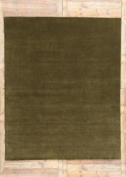 8 x 10 Solid Olive Green Modern Rug 31158