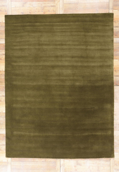9 x 12 Solid Olive Green Modern Rug 31159