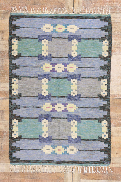 4 x 7 Sverker Greuholm Vintage Swedish Rollakan Rug 79057