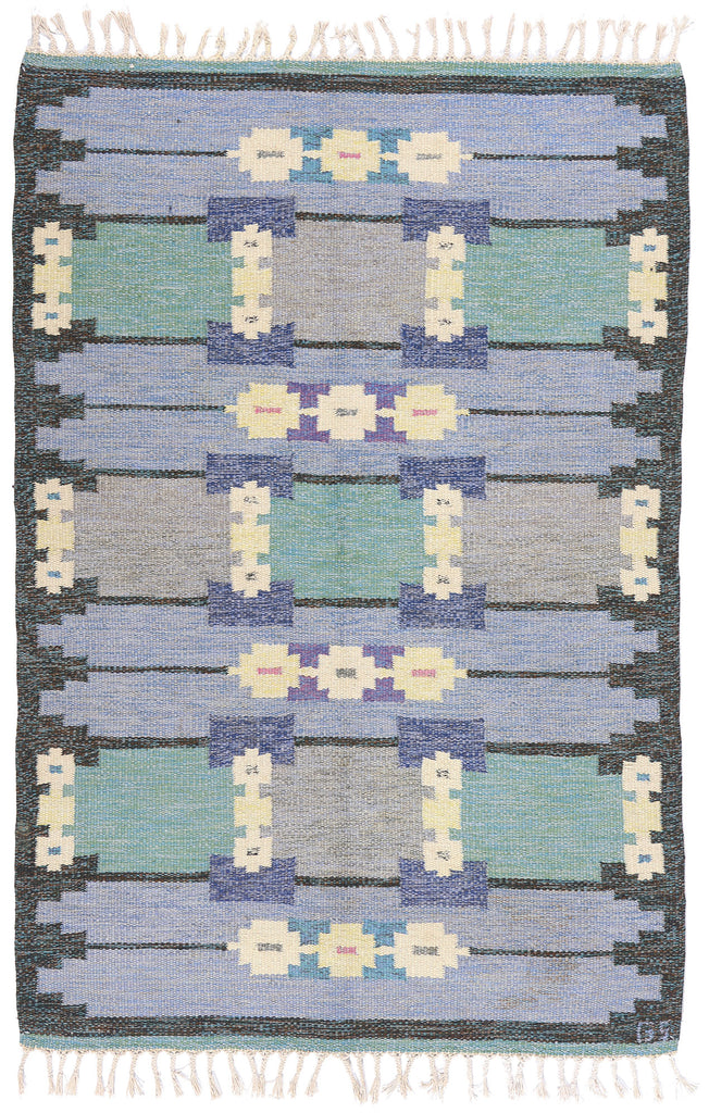 4 x 7 Sverker Greuholm Vintage Swedish Rollakan Rug 79057