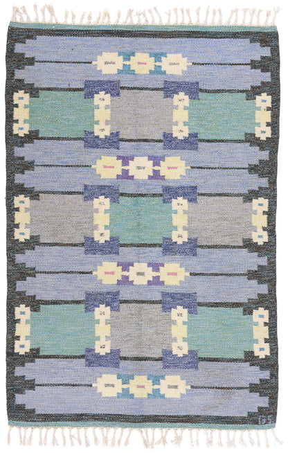 4 x 7 Sverker Greuholm Vintage Swedish Rollakan Rug 79057