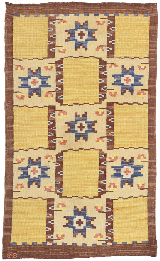 4 x 6 Vintage Swedish Scandinavian Rollakan Rug 79030