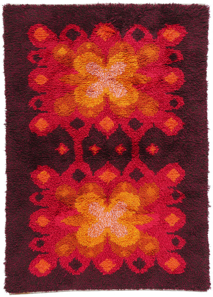 5 x 7 Vintage Swedish Scandinavian Rya Rug 79051