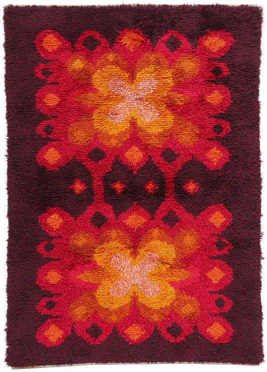 5 x 7 Vintage Swedish Scandinavian Rya Rug 79051