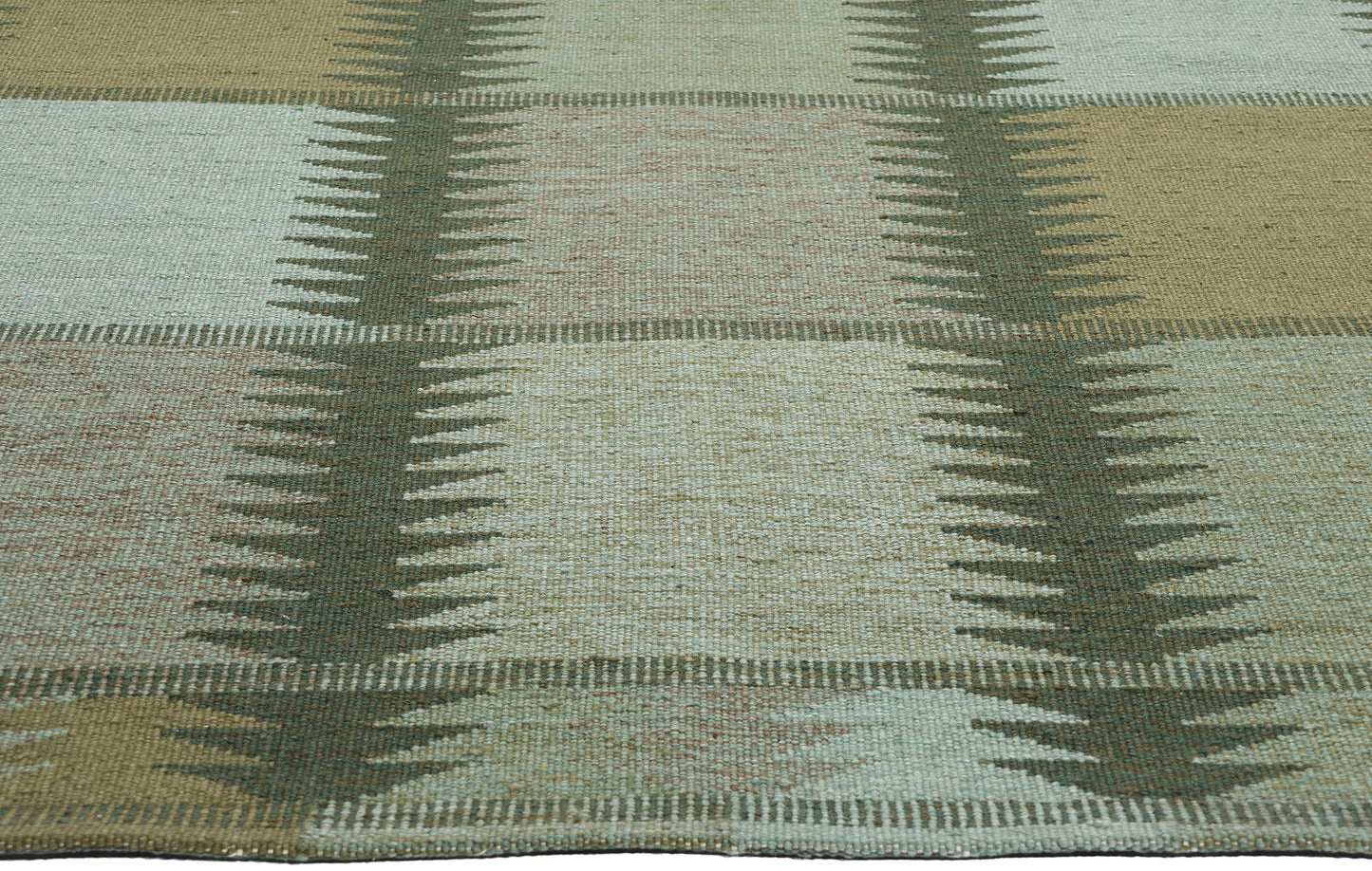 9 x 12 Scandinavian Modern Green Swedish Inspired Kilim Rug 31118