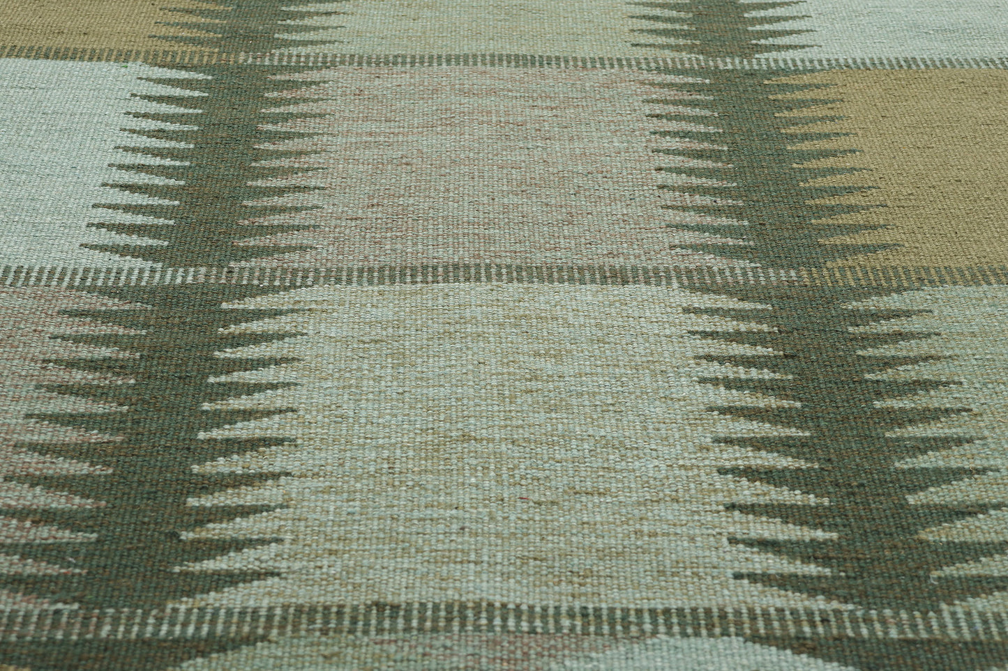 9 x 12 Scandinavian Modern Green Swedish Inspired Kilim Rug 31118