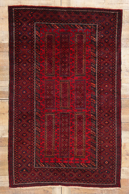 4 x 7 Vintage Turkoman Afghan Rug 79088