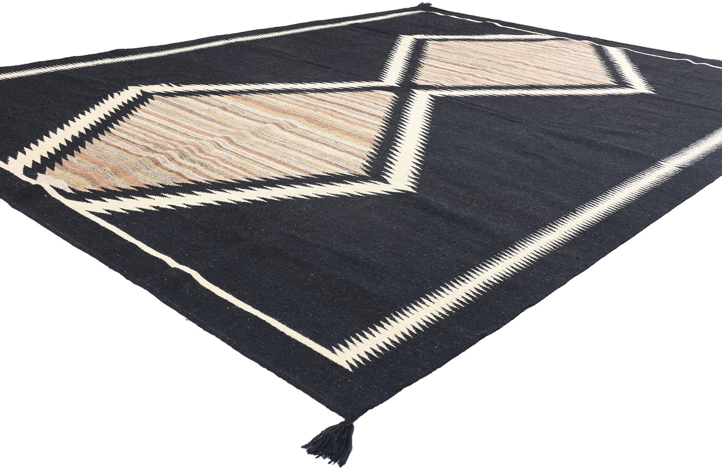 8 x 11 Modern Two Grey Hills Navajo-Style Kilim Rug 81120