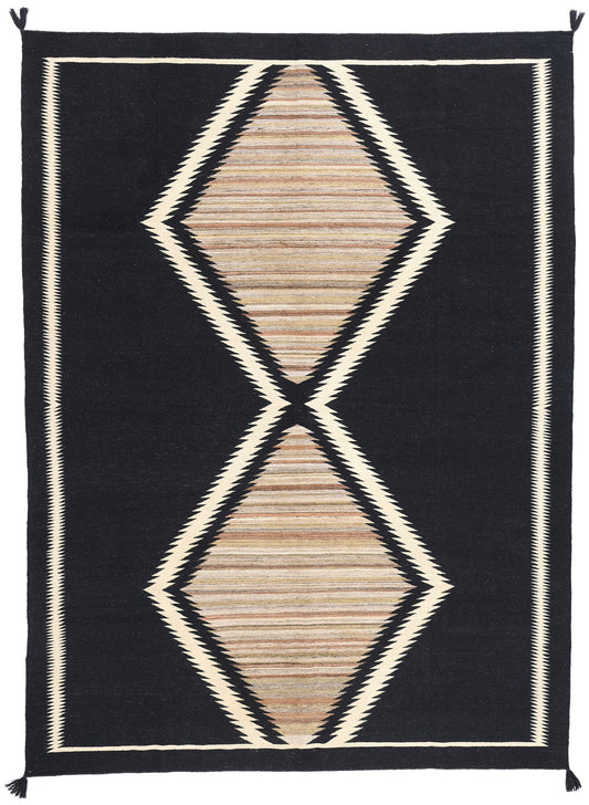 8 x 11 Modern Two Grey Hills Navajo-Style Kilim Rug 81120