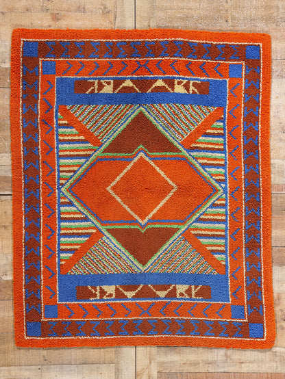 4 x 5 Vintage Southwest Sunrise American Hooked Rug 79015