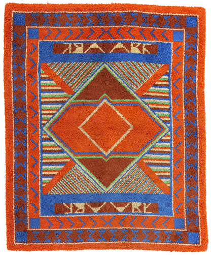 4 x 5 Vintage Southwest Sunrise American Hooked Rug 79015