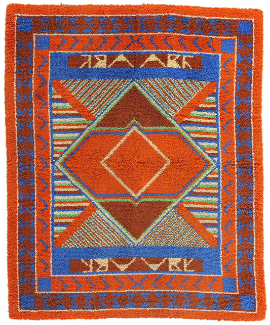 4 x 5 Vintage Southwest Sunrise American Hooked Rug 79015