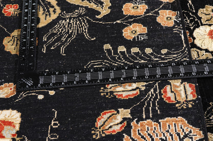10 x 13 Vintage Black Pakistani Tabriz Rug 79282
